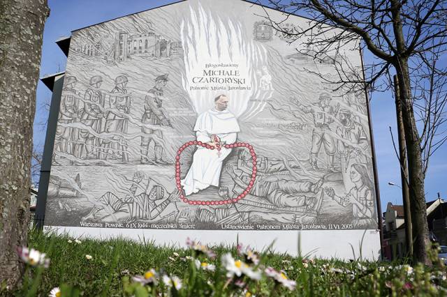 Widok na mural przy ul. Jana Pawła II 32.