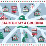 Grafika dotycząca jarmarku świątecznego z tekstem: Startujemy 4 grudnia!