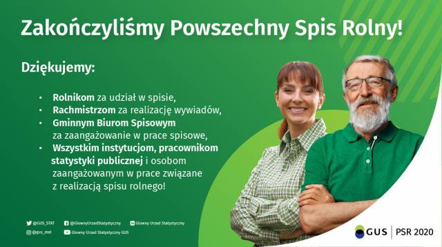 Podziękowania dla rolników, rachmistrzów, gminnych biur spisowych